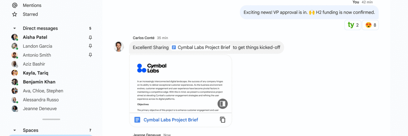 Evolving collaboration in Google Chat with smart chips
