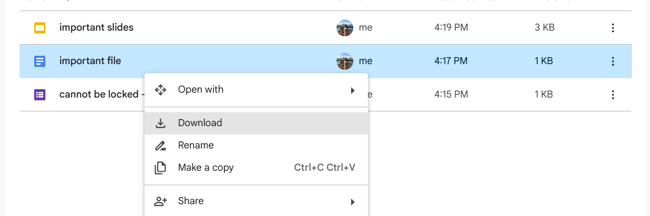 Lock files more easily in Google Drive