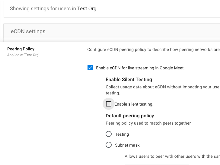 Accelerate validation of Google Meet eCDN
