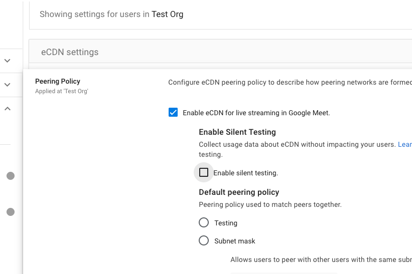 Accelerate validation of Google Meet eCDN